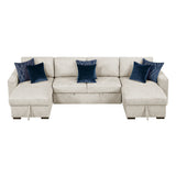 Isla Beige 3-Piece Sectional w/ Reversible Chaises & Pull-Out Bed - Ornate Home