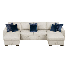 Isla Beige 3-Piece Sectional w/ Reversible Chaises & Pull-Out Bed - Ornate Home