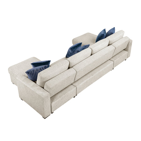 Isla Beige 3-Piece Sectional w/ Reversible Chaises & Pull-Out Bed - Ornate Home