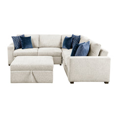 Isla Beige 4-Piece Sectional w/ Pull-Out Bed & Ottoman - Ornate Home