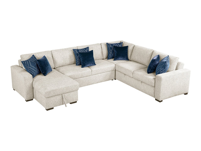 Isla Beige 4-Piece Sectional w/ Reversible Chaise & Pull-Out Bed - Ornate Home
