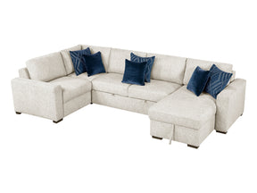 Isla Beige 4-Piece Sectional with Reversible Chaise & Pull-Out Bed - Ornate Home