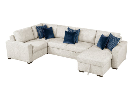 Isla Beige 4-Piece Sectional with Reversible Chaise & Pull-Out Bed - Ornate Home