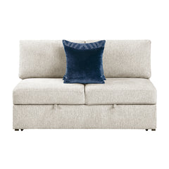 Isla Beige 5-Piece Sectional w/ Reversible Chaise and Pull-Out Bed & Ottoman - Ornate Home