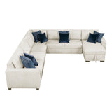 Isla Beige 5-Piece Sectional with Reversible Chaise and Pull-Out Bed & Ottoman - Ornate Home