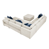 Isla Beige 6-Piece Sectional w/ Reversible Chaise and Pull-Out Bed & Ottoman - Ornate Home