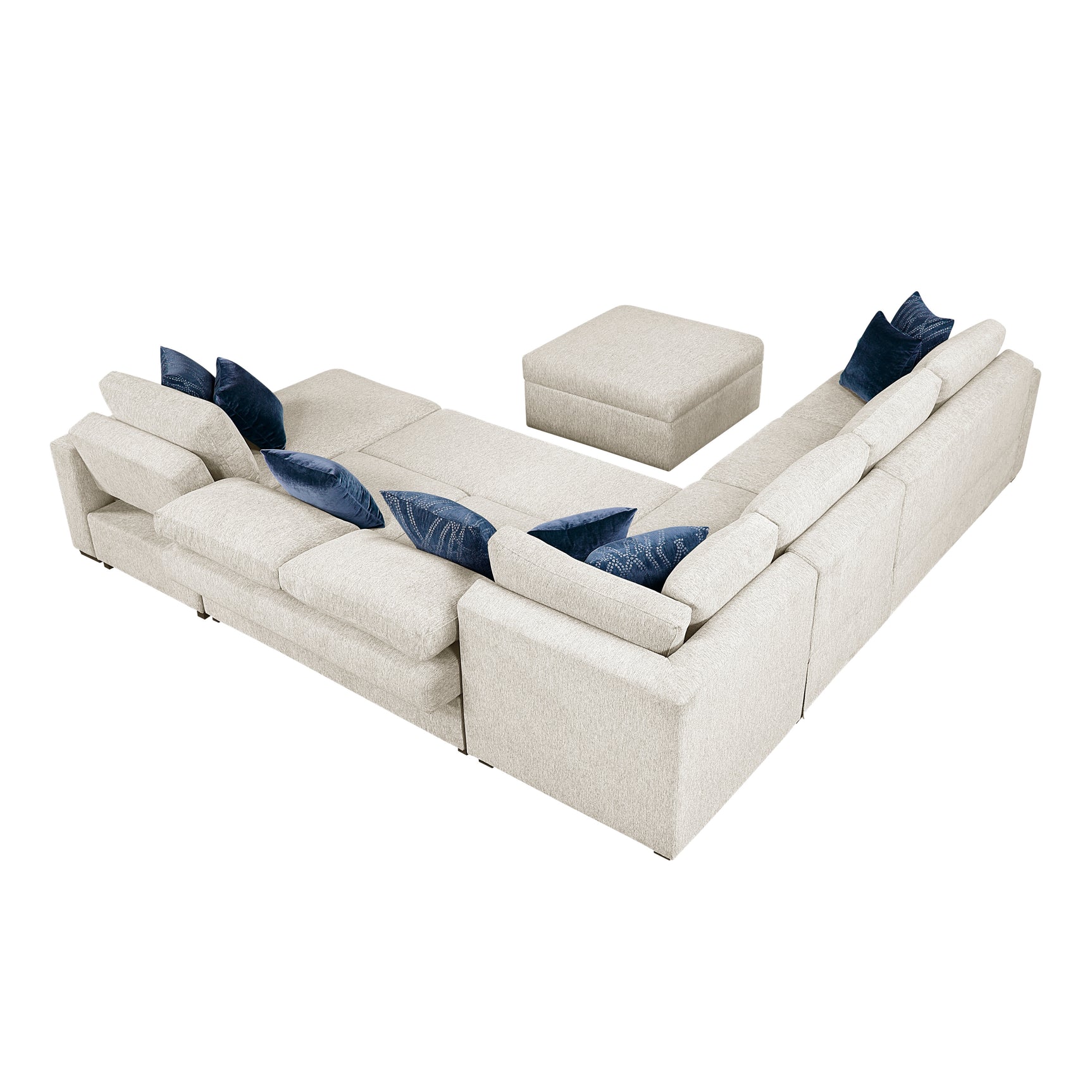 Isla Beige 6-Piece Sectional w/ Reversible Chaise and Pull-Out Bed & Ottoman - Ornate Home