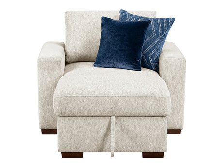 Isla Beige Chaise Lounge w/ Arms & Hidden Storage - Ornate Home