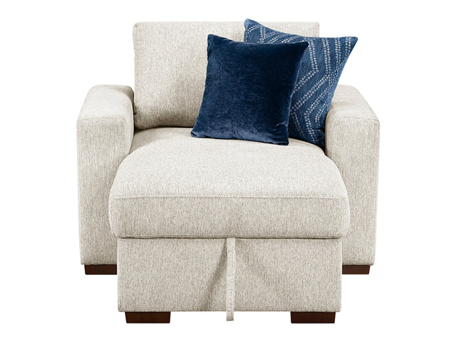 Isla Beige Chaise Lounge w/ Arms & Hidden Storage - Ornate Home