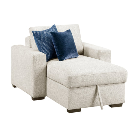 Isla Beige Chaise Lounge w/ Arms & Hidden Storage - Ornate Home