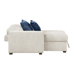 Isla Beige Chaise Lounge w/ Arms & Hidden Storage - Ornate Home