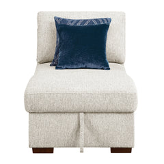 Isla Beige Chaise Lounge w/ Arms & Hidden Storage - Ornate Home