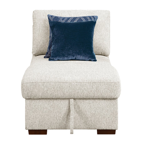 Isla Beige Chaise Lounge w/ Arms & Hidden Storage - Ornate Home