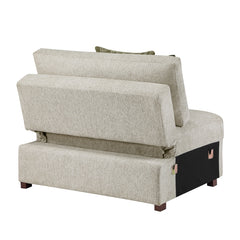Isla Beige Convertible Armless Chair And Half With Pull-out Bed And Click Motion Back - Ornate Home