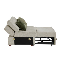 Isla Beige Convertible Armless Chair And Half With Pull-out Bed And Click Motion Back - Ornate Home