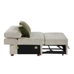 Isla Beige Convertible Armless Chair And Half With Pull-out Bed And Click Motion Back - Ornate Home