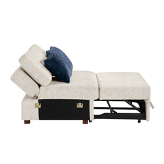 Isla Beige Convertible Armless Chair And Half With Pull-out Bed And Click Motion Back - Ornate Home