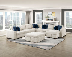 Isla Beige Storage Ottoman with Casters - Ornate Home
