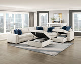 Isla Beige Storage Ottoman with Casters - Ornate Home