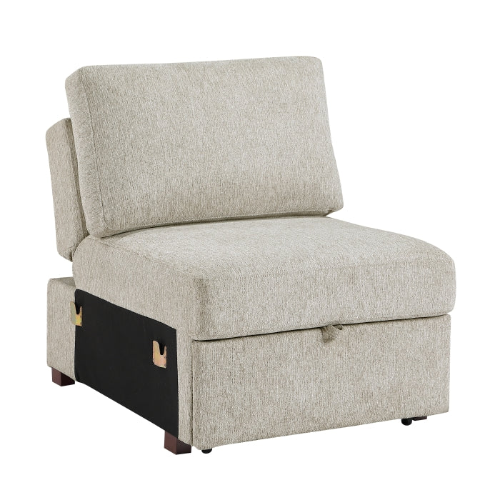 Isla Brown Convertible Armless Chair With Pull-out Bed And Click Motion Back - Ornate Home