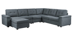 Isla Gray 119"W Woven Fabric Sectional Sofa with Ottoman - Ornate Home