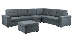 Isla Gray 119"W Woven Fabric Sectional Sofa with Ottoman - Ornate Home