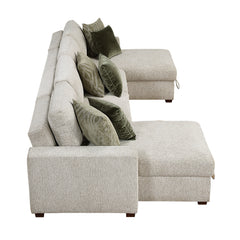 Isla Sand 3-Piece Sectional with Reversible Chaises and Hidden Storage - Ornate Home