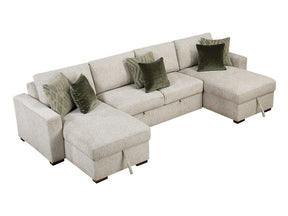 Isla Sand 3-Piece Sectional with Reversible Chaises and Pull-out Bed - Ornate Home
