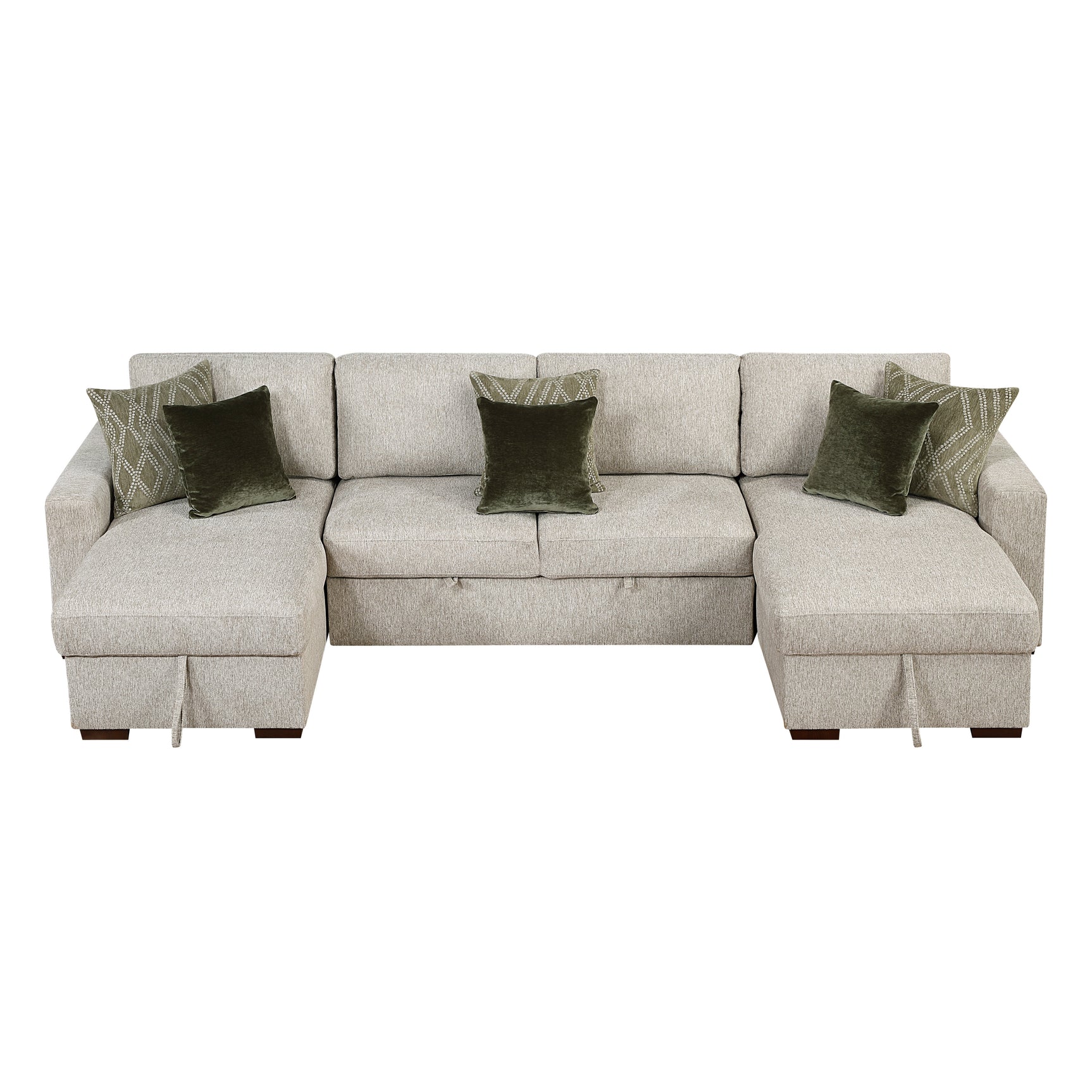 Isla Sand 3-Piece Sectional with Reversible Chaises and Pull-out Bed - Ornate Home