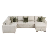 Isla Sand 4-Piece Sectional with Reversible Chaise and Pull-out Bed (1-seater) - Ornate Home