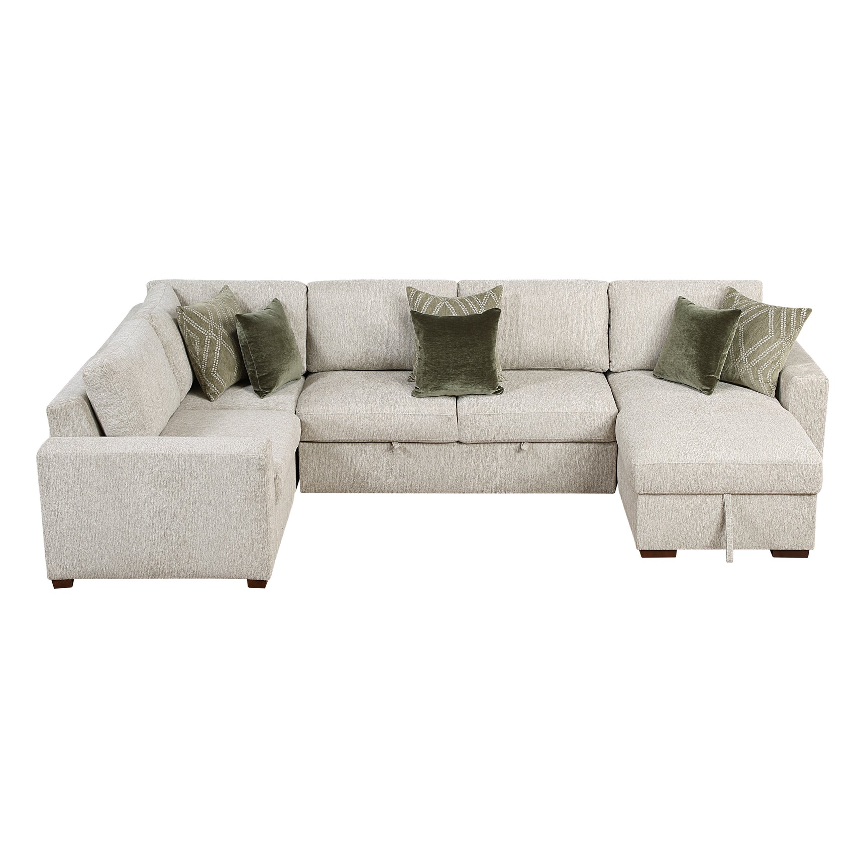 Isla Sand 4-Piece Sectional with Reversible Chaise and Pull-out Bed (1-seater) - Ornate Home