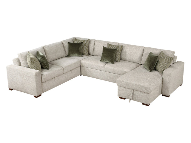Isla Sand 4-Piece Sectional with Reversible Chaise and Pull-out Bed (2-seater) - Ornate Home