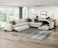 Isla Sand 5-Piece Sectional with Reversible Chaise and Pull-out Bed - Ornate Home