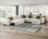 Isla Sand 5-Piece Sectional with Reversible Chaise and Pull-out Bed - Ornate Home