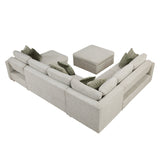 Isla Sand 5-Piece Sectional with Reversible Chaise and Pull-out Bed (Ottoman) - Ornate Home