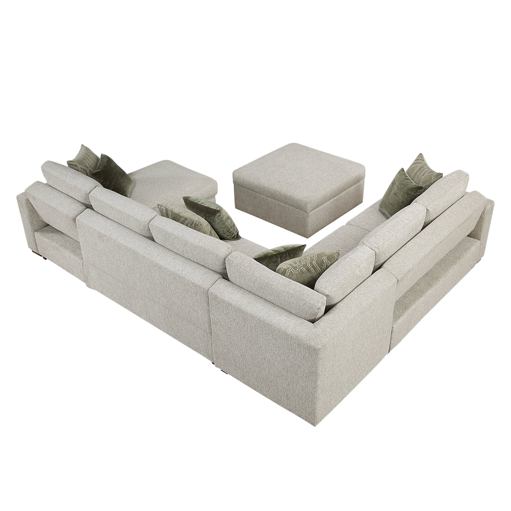 Isla Sand 5-Piece Sectional with Reversible Chaise and Pull-out Bed (Ottoman) - Ornate Home