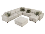 Isla Sand 6-Piece Sectional with Reversible Chaise & Pull-out Bed and Ottoman - Ornate Home