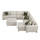 Isla Sand 6-Piece Sectional with Reversible Chaise & Pull-out Bed and Ottoman - Ornate Home
