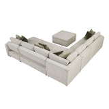 Isla Sand 6-Piece Sectional with Reversible Chaise & Pull-out Bed and Ottoman - Ornate Home