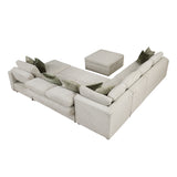 Isla Sand 6-Piece Sectional with Reversible Chaise & Pull-out Bed and Ottoman - Ornate Home