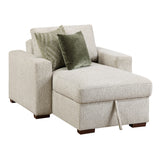 Isla Sand Chaise Lounge with Arms and Hidden Storage - Ornate Home