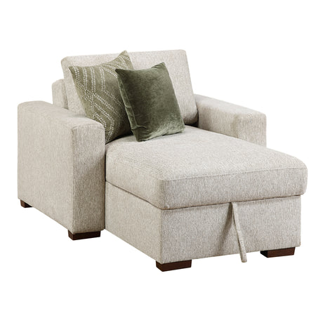 Isla Sand Chaise Lounge with Arms and Hidden Storage - Ornate Home