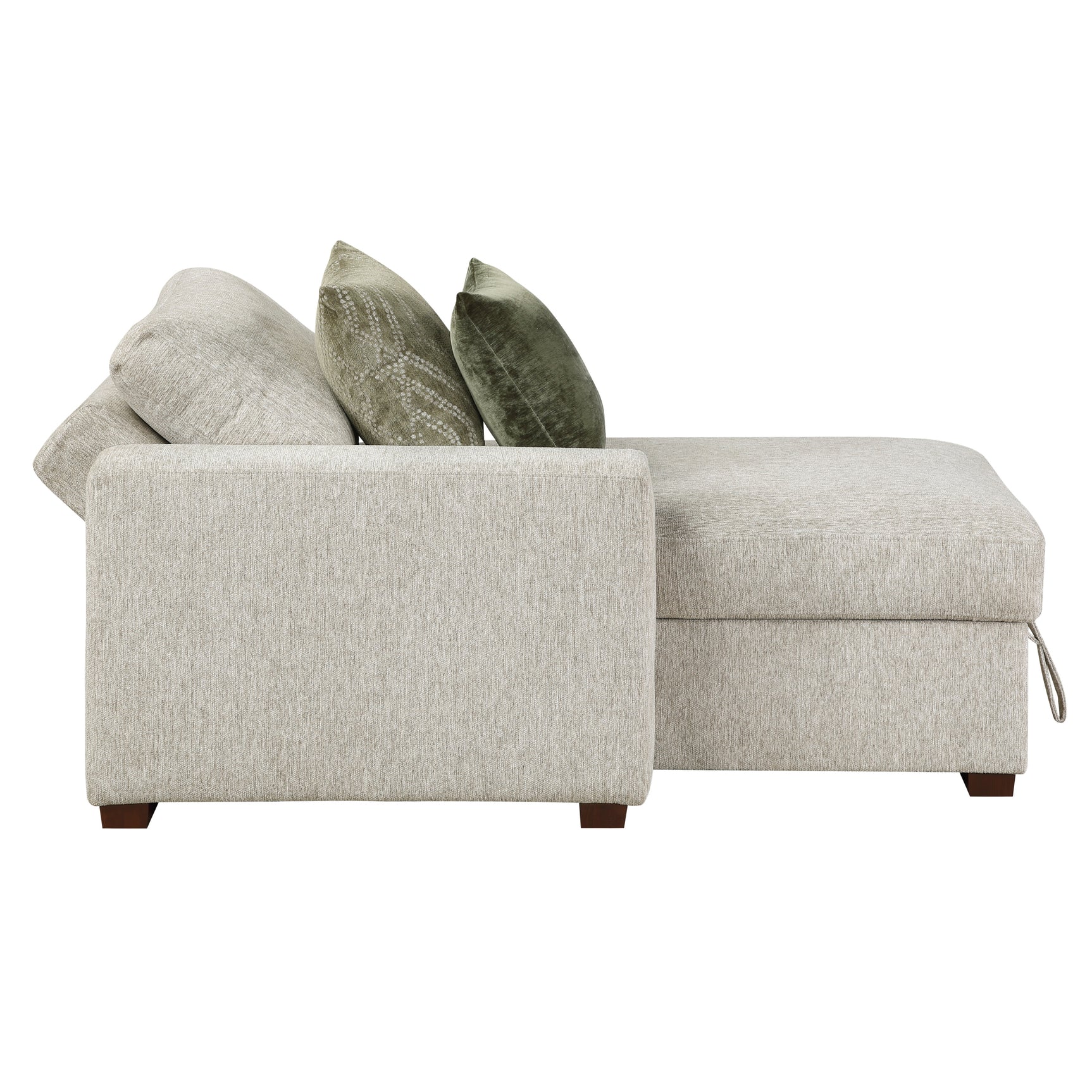 Isla Sand Chaise Lounge with Arms and Hidden Storage - Ornate Home