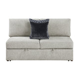 Isla Silver Convertible Armless 2-Seater With Pull-out Bed And Click Motion Back