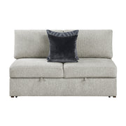 Isla Silver Convertible Armless 2-Seater With Pull-out Bed And Click Motion Back