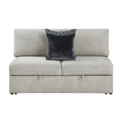 Isla Silver Convertible Armless 2-Seater With Pull-out Bed And Click Motion Back