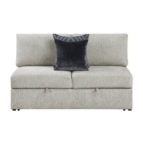 Isla Silver Convertible Armless 2-Seater With Pull-out Bed And Click Motion Back