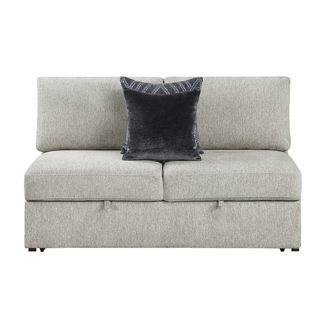 Isla Silver Convertible Armless 2-Seater With Pull-out Bed And Click Motion Back