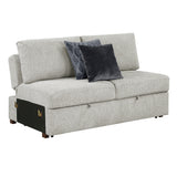 Isla Silver Convertible Armless 2-Seater With Pull-out Bed And Click Motion Back