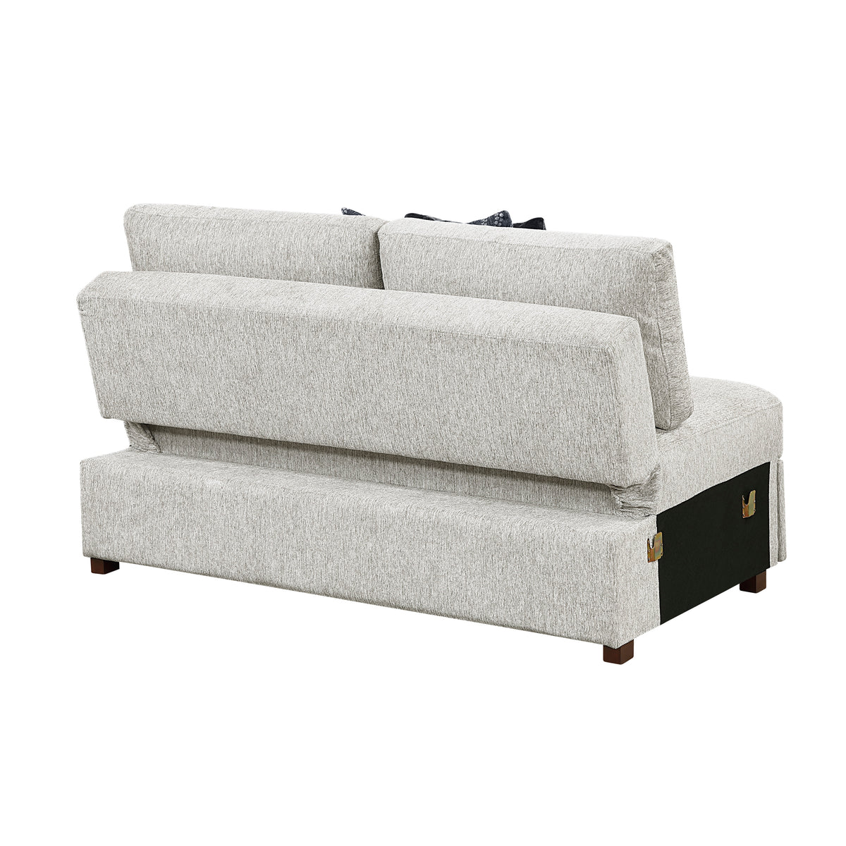 Isla Silver Convertible Armless 2-Seater With Pull-out Bed And Click Motion Back